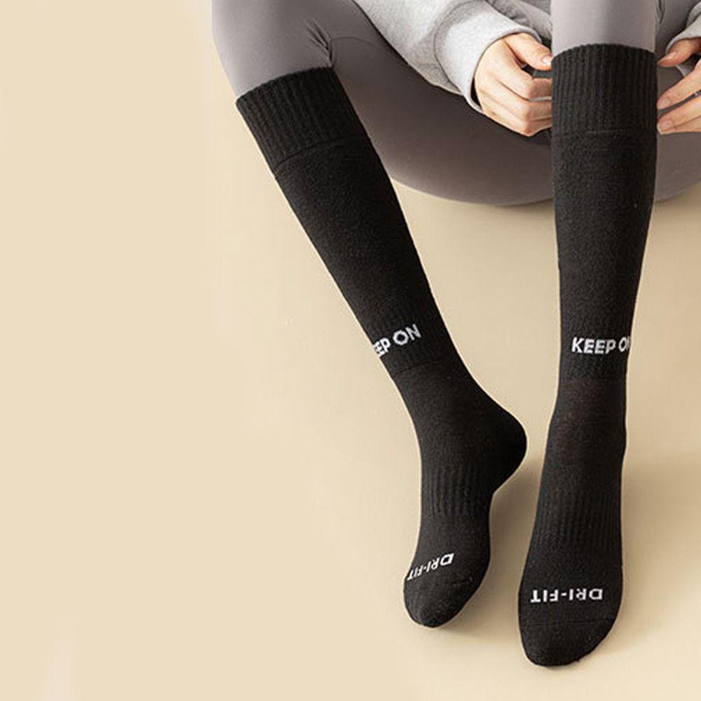 Vớ Dài Dày Co Giãn Thoáng Khí In Chữ Thời Trang Đường Phố Mùa Thu Cho Nữ