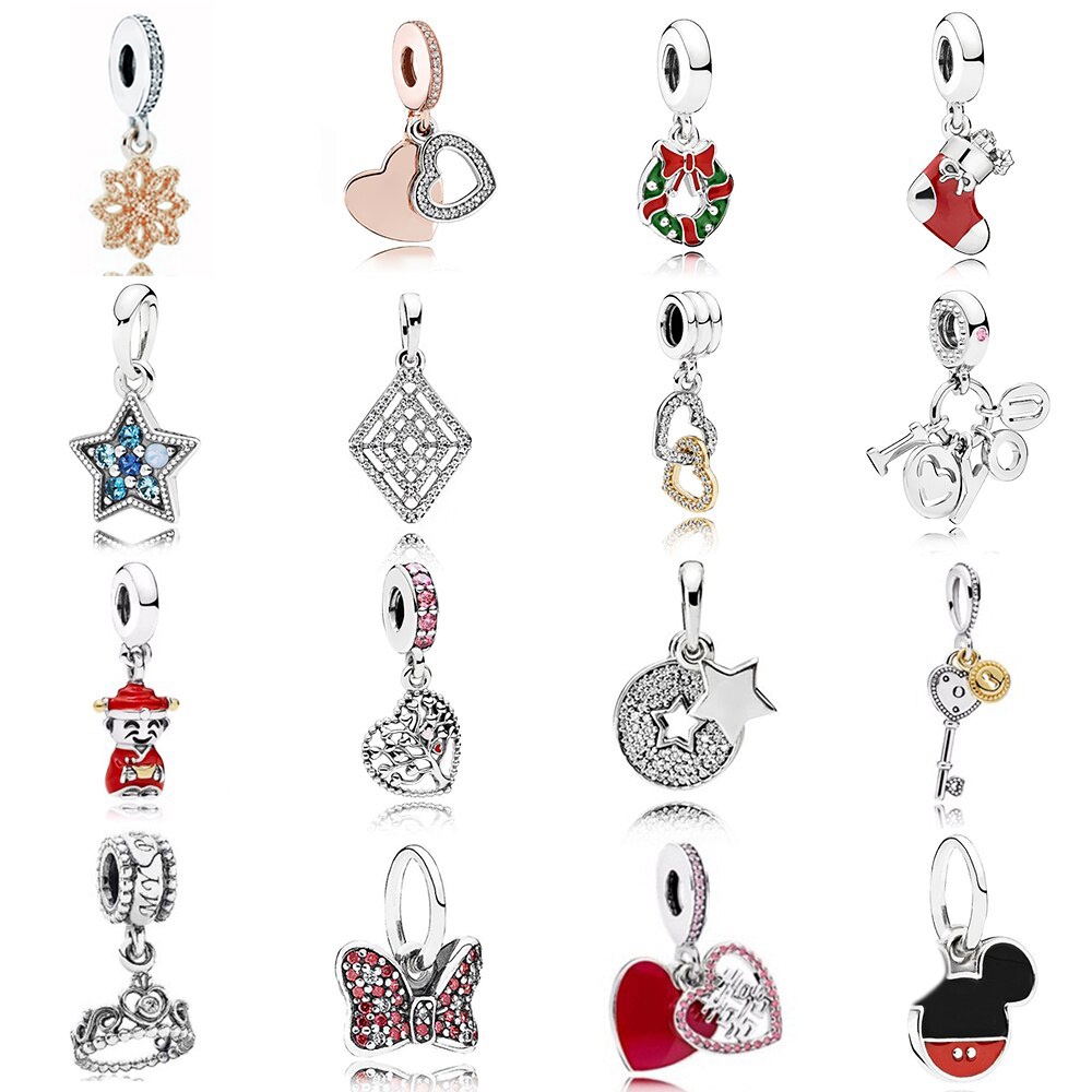 Mới Mặt Dây Chuyền Bạc Sterling 925 100% Hình Ngôi Sao / Vương Miện / Cây Cối / Trái Tim Tự Làm