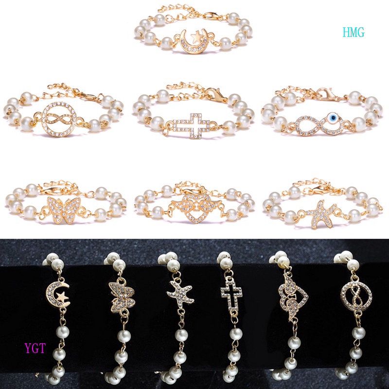 Hmg Vòng Tay Ngọc Trai Giả Đính Cánh Bướm / Sao Biển / Cánh Thiên Thần Thời