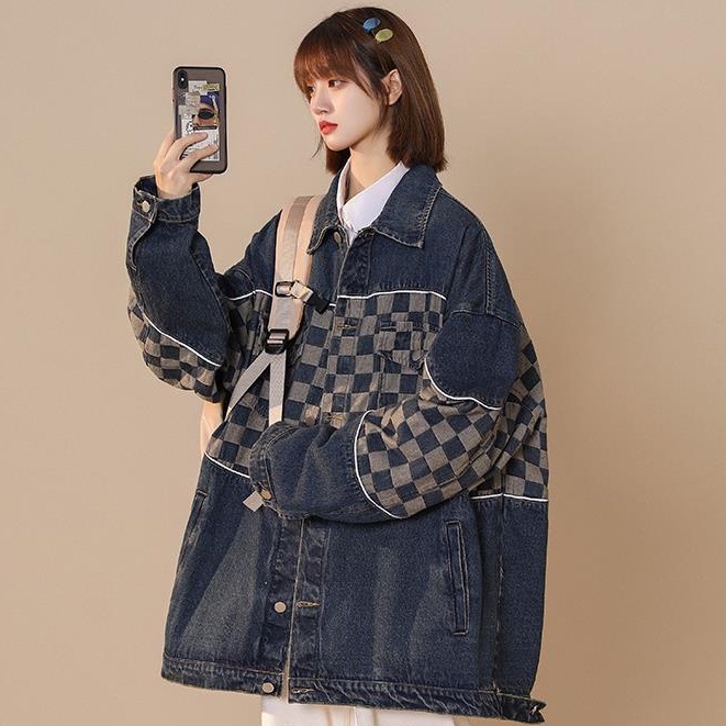 2023 Áo Khoác Denim Dáng Rộng Phong Cách Thời Trang Hàn Quốc