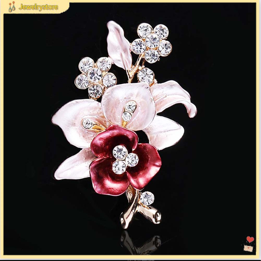 Ghim cài áo hình hoa đính kim cương giả thời trang dành cho nữ