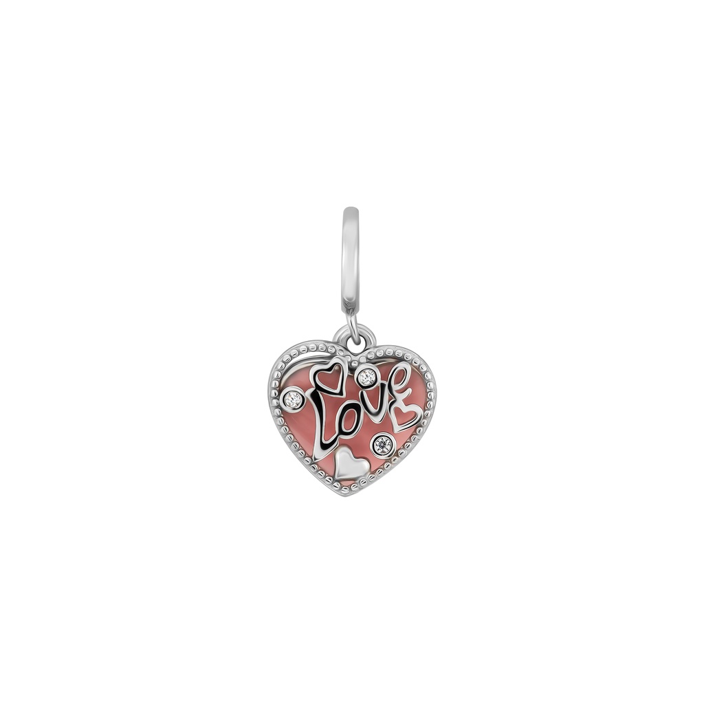 Hạt Charm Bạc đính đá CZ PNJSilver trái tim chữ LOVE