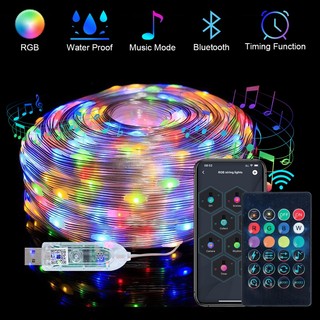Dây đèn led rgb 5 / 10m kết nối bluetooth 5050 trang trí phòng khách