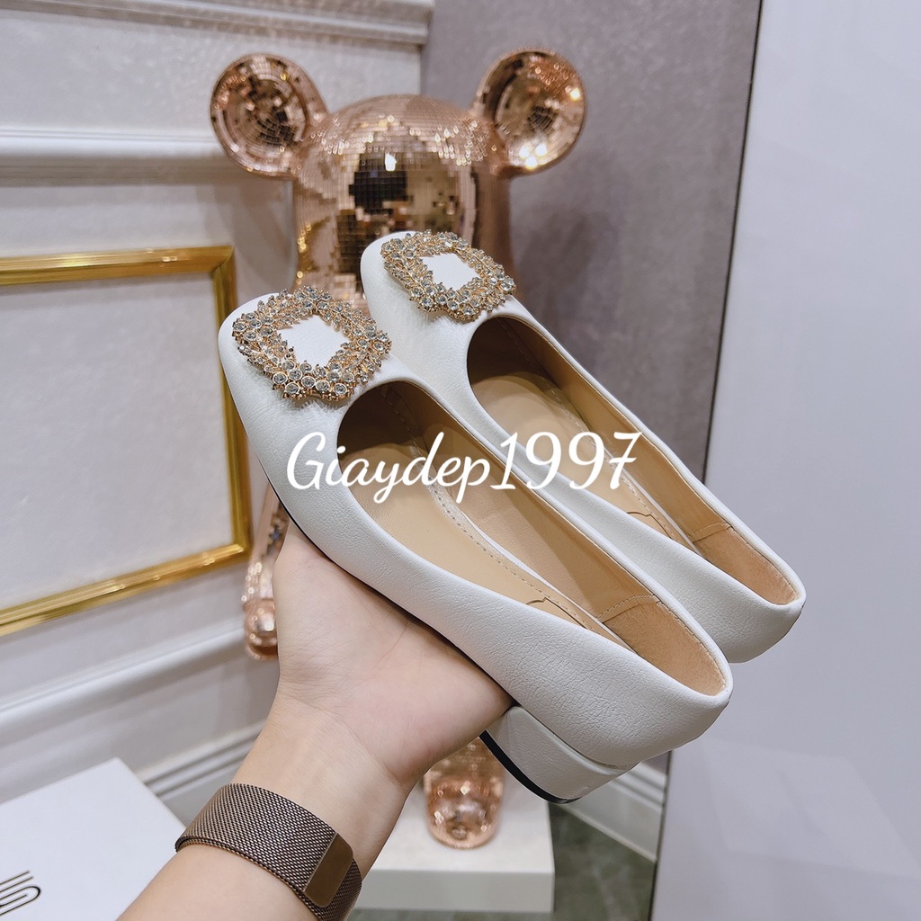 Giày cao gót nữ 3 phân hàng cao cấp, gót vuông chất xịn đính đá siêu sang hàng xuất khẩu - mã HH1