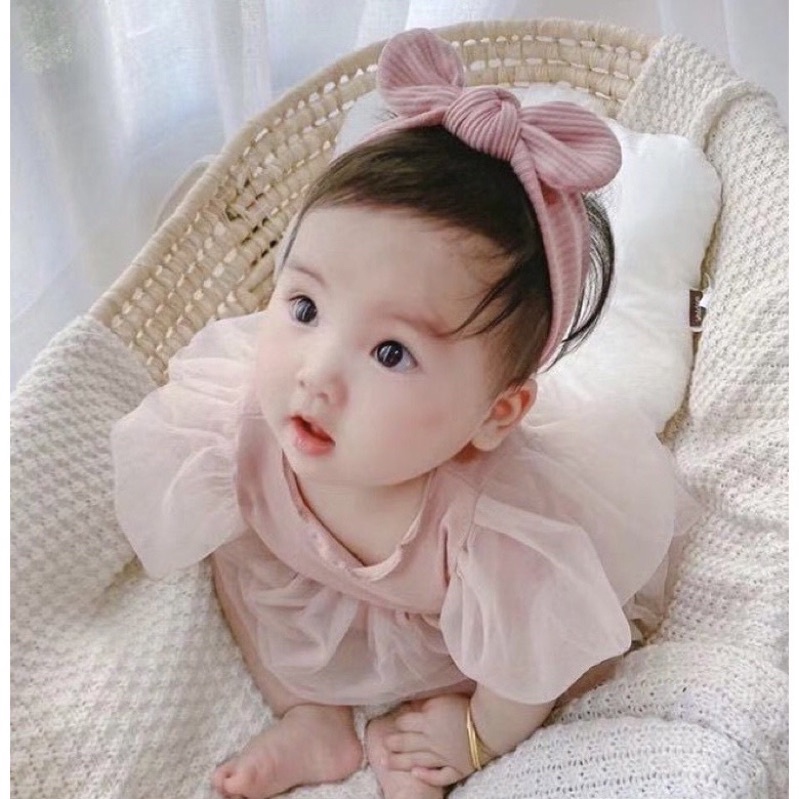 Băng đô cho bé, turban thun tăm công chúa phonh cách hàn quốc cho bé gái 0-12m