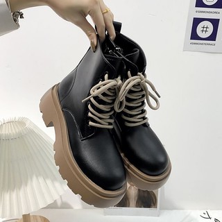 Giày Bốt Da Nữ Đế Độn Boots Cổ Lửng Phong Cách Hàn Quốc(M180)