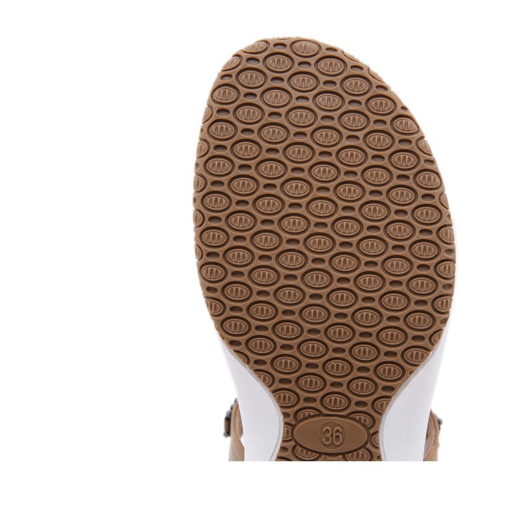 Giày sandal Siketu quai xỏ ngón đế chống trượt 3cm, đính hạt thổ cẩm thời trang