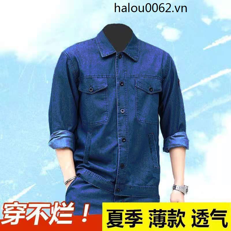 Bộ Quần Áo Bảo Hộ Lao Động Vải Cotton Nguyên Chất Mỏng Thoáng Khí Chống Mài Mòn Thời Trang Mùa Hè Cho Nam