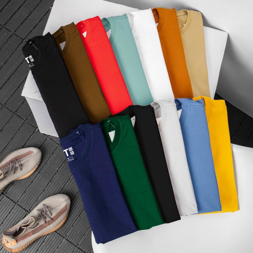 Áo thun cổ tròn uni trơn basic cotton 100%