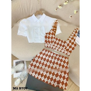BIGSIZE HIẾU HIẾU ( Set sơ mi phối 3 món zizac 55-100kg )
