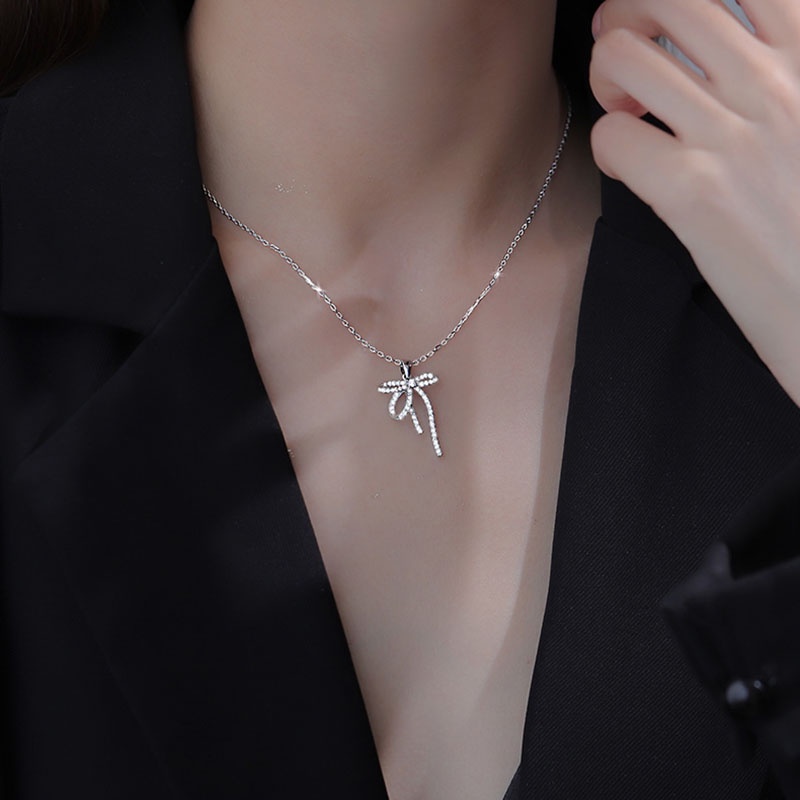 Vòng cổ Mặt Nơ Đính Đá Nhiều Màu Sắc Lấp Lánh Phong Cách Hàn Quốc Cho Nữ