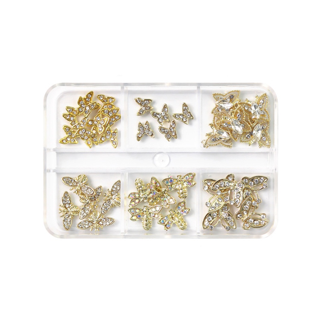 Phụ Kiện Trang Trí Móng Tay Hình Bướm Bằng Hợp Kim Siêu Sáng Bóng DIY