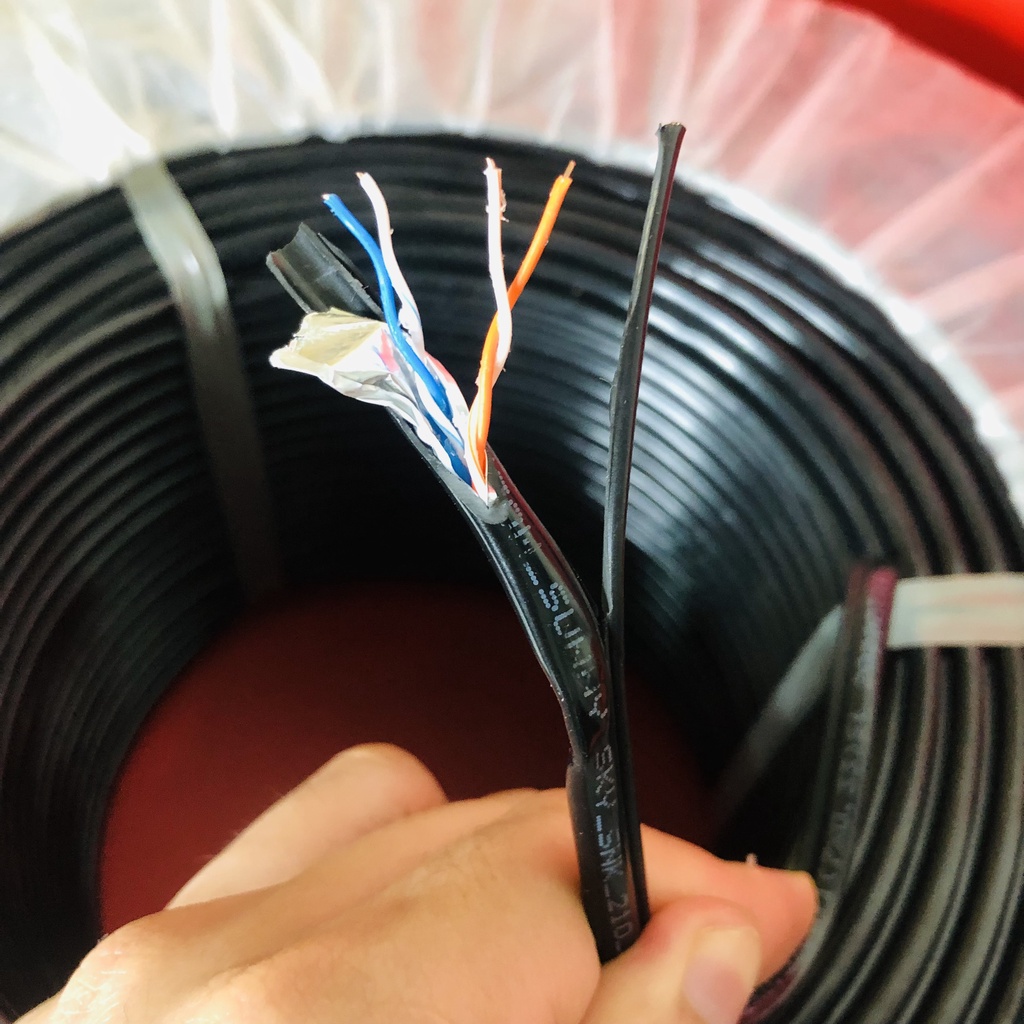 Dây cáp mạng ngoài trời 4 lõi có dây trợ lực chuyên dụng kéo camera kéo mạng hỗ trợ bấm đầu bán lẻ theo mét