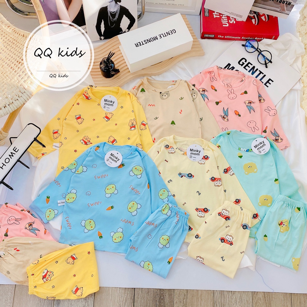 Bộ thun lạnh dài tay họa tiết cho bé từ 5-14kg
