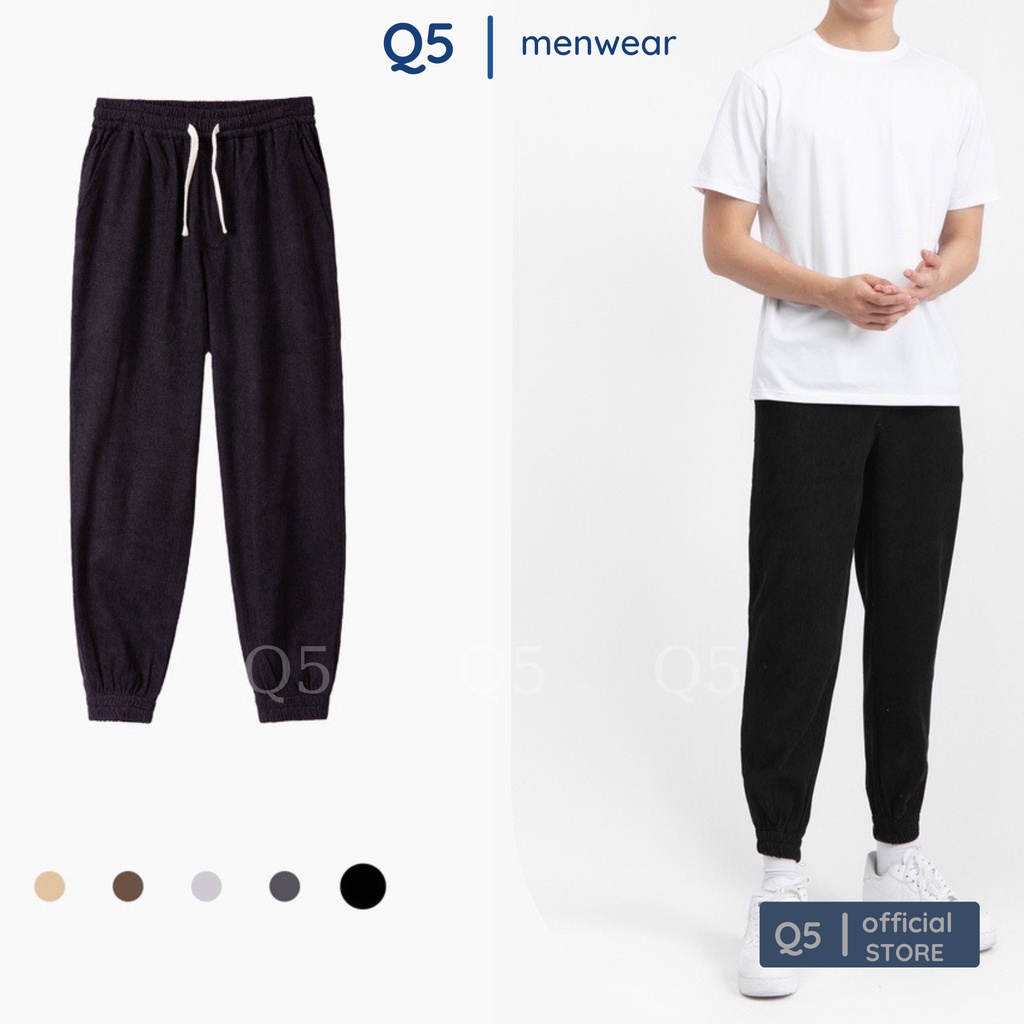 Quần Jogger nam quần dài nhung tăm dày dặn, không xù, phong cách thể thao Q5
