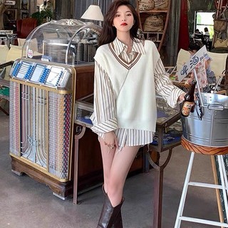 Áo len nữ gile dễ thương hàn quốc cổ V kiểu dáng đơn giản dễ phối đồ