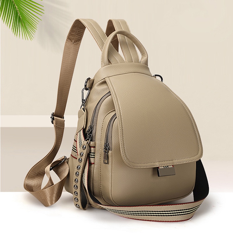 Ba lô CHUWANGLIN chất liệu mềm mại màu trơn sức chứa lớn cho nữ