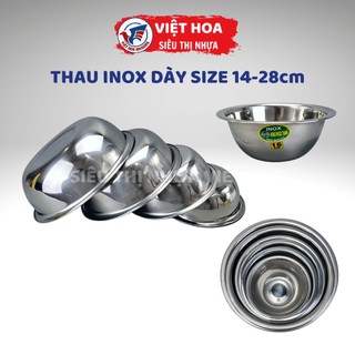 Thau inox cao cấp 14-28cm, thau inox dày Hồng Phước Thành đủ size