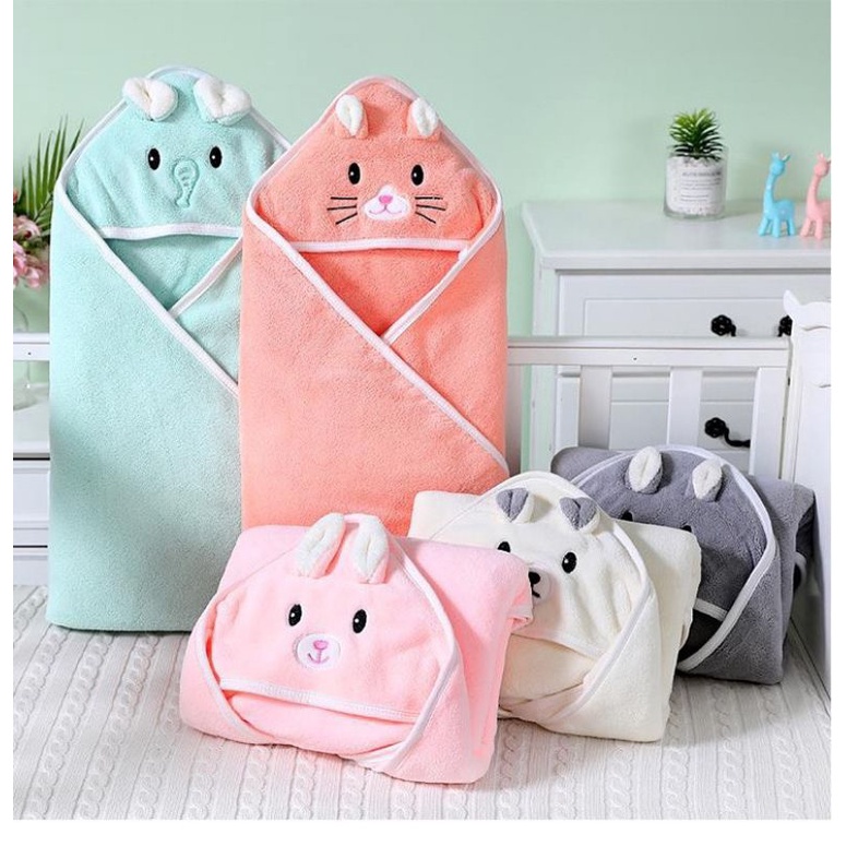 Chăn Ủ Quấn Bé Sơ Sinh Mùa Đông Có Mũ Hình Thú Cute