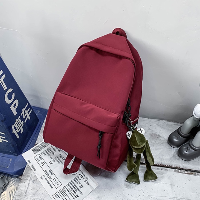 Balo trơn đen basic nhiều màu Ulzzang kiểu Hàn Quốc vải dù chống nước nam nữ đi học đi chơi N20