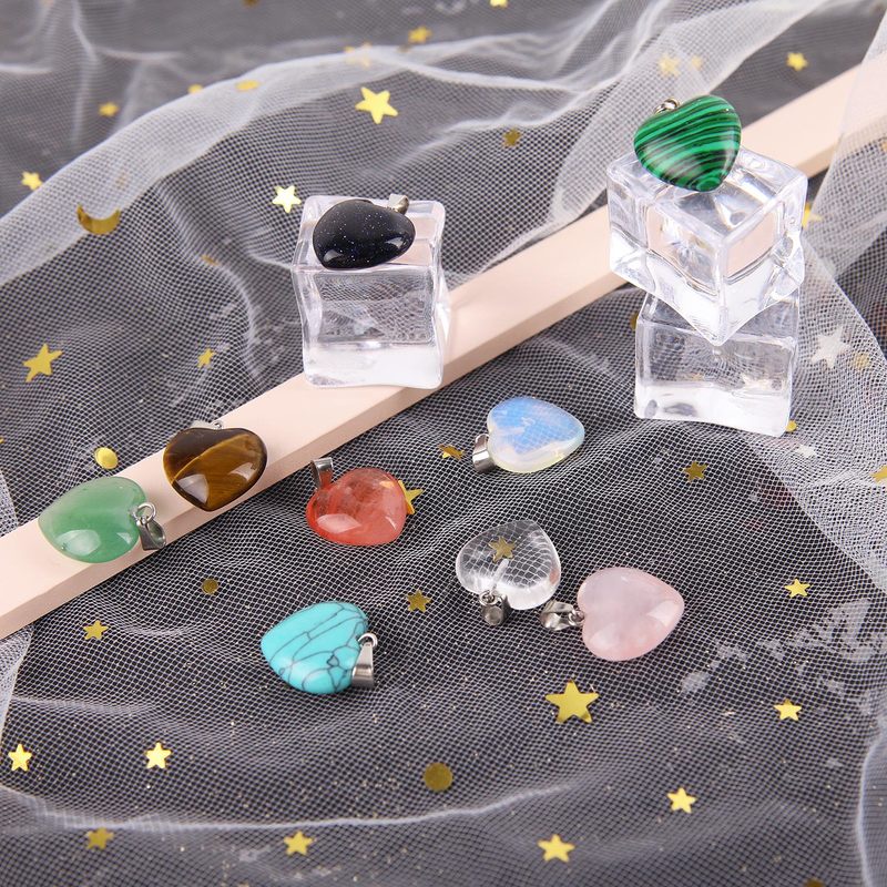 1 Mặt Vòng cổ Đá Tự Nhiên Hình Trái Tim DIY