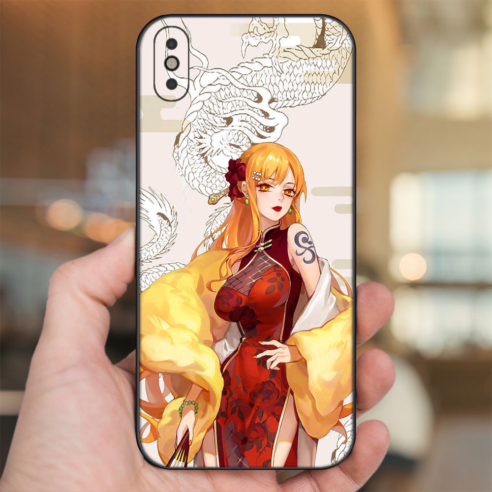 Ốp lưng iPhone Xs Max dẻo đen cạnh vuông in hình Nami One Piece Đảo Hải Tặc