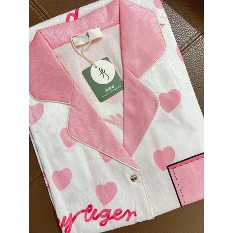 [ Hàng sẵn] pijama lụa xước Quảng Châu cao cấp tay dài hoa thân gỗ