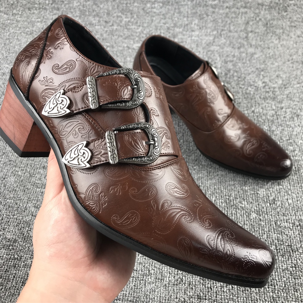 Giày Da Buộc Dây Đế Dày 6cm Tăng Chiều Cao Chống Thấm Nước Thoáng Khí Phong Cách Doanh Nhân Cho Nam