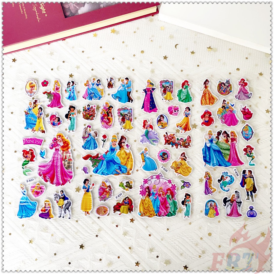 ▶ 5 Tấm Hình Dán Khen Thưởng Công Chúa Disney Q-3 ◀ Miếng Dán PVC 3D Chống Thấm Nước Chất Lượng