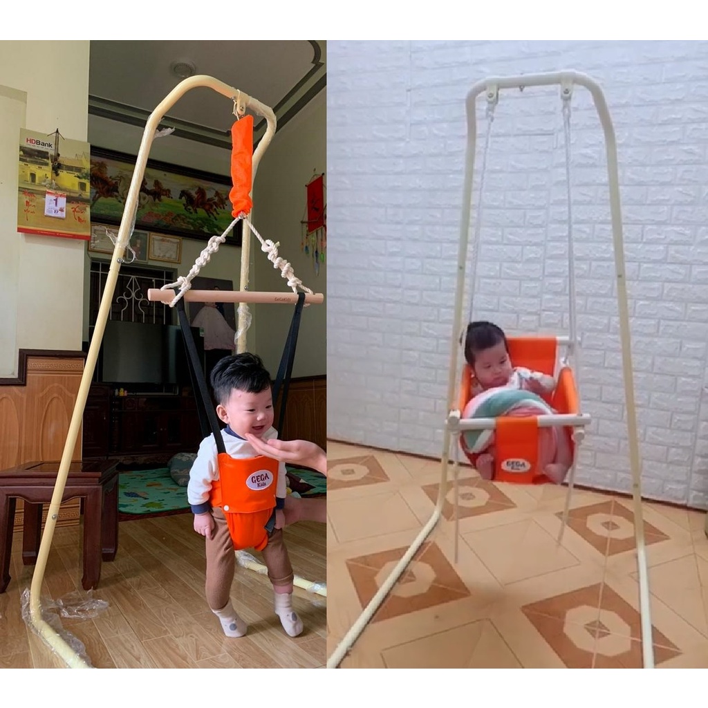 Combo 2 chức năng GeGa Kids L Cải Tiến - Xích đu và nhún nhảy cho bé tập đi GEGAKIDS