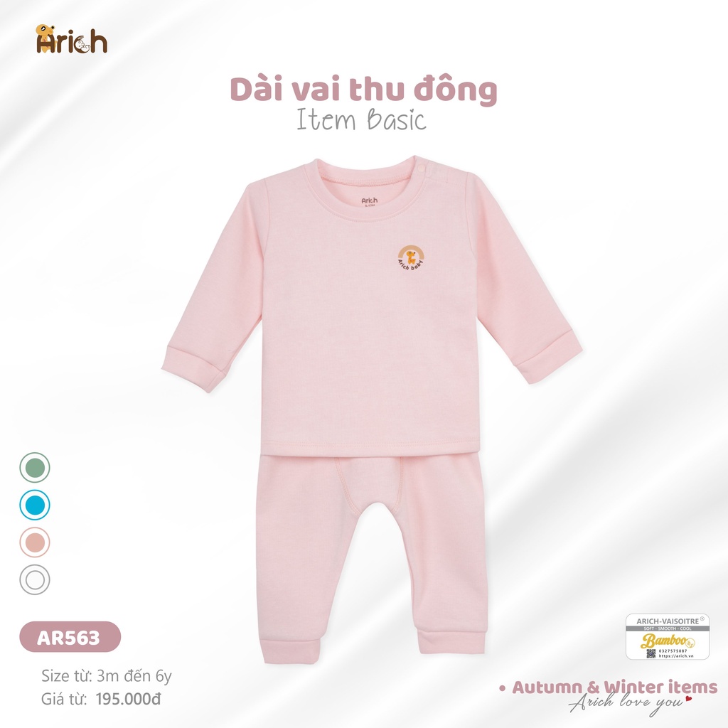 Dài cài vai thu đông Arich cho bé (lẻ size 9-12m, 3-6y)