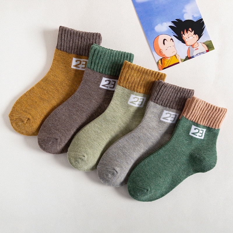 Combo 5 đôi tất vớ trẻ em cao cấp chất len cotton cho bé trai bé gái từ 1 đến 15 tuổi