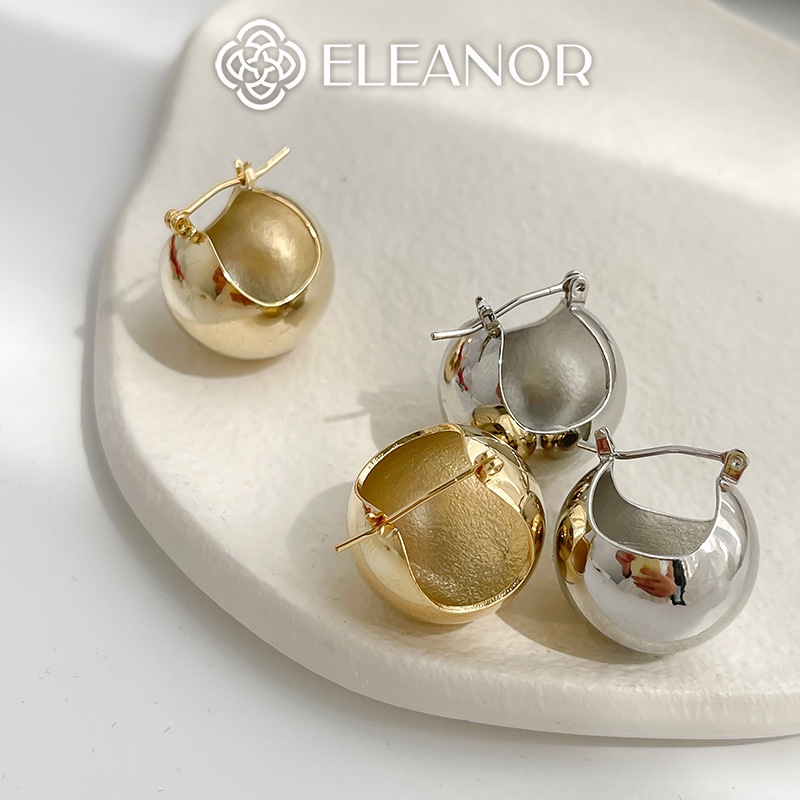 Bông tai nữ chuôi bạc 925 Eleanor Accessories hình cầu mặt trơn phụ kiện trang sức 3867
