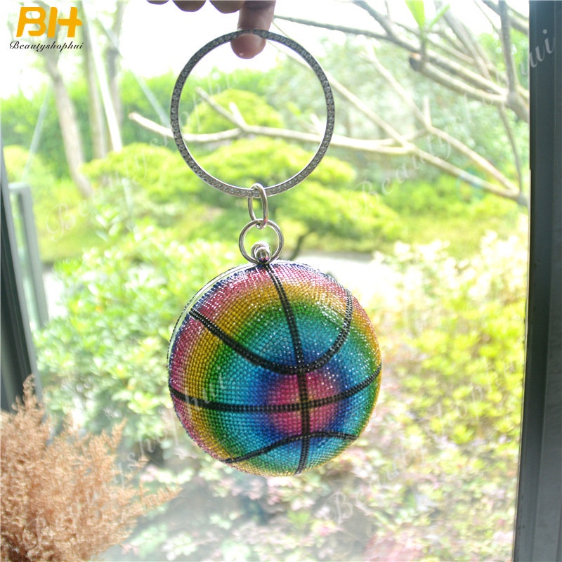Túi Đeo Chéo Đính Đá Hình Quả Bóng Rổ Nhiều Màu Sắc Phong Cách Âu Mỹ Cho Nữ