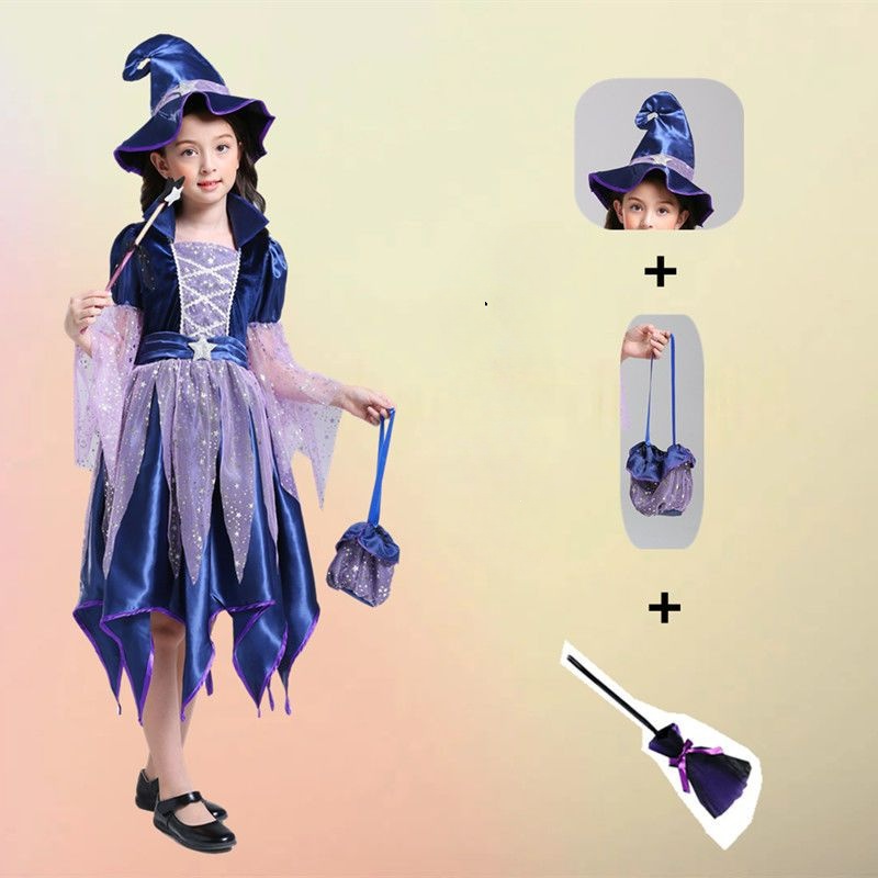 Đầm Hóa Trang Halloween Nhân Vật Phù Thủy Cho Mẹ Và Bé Kích Cỡ 100-160