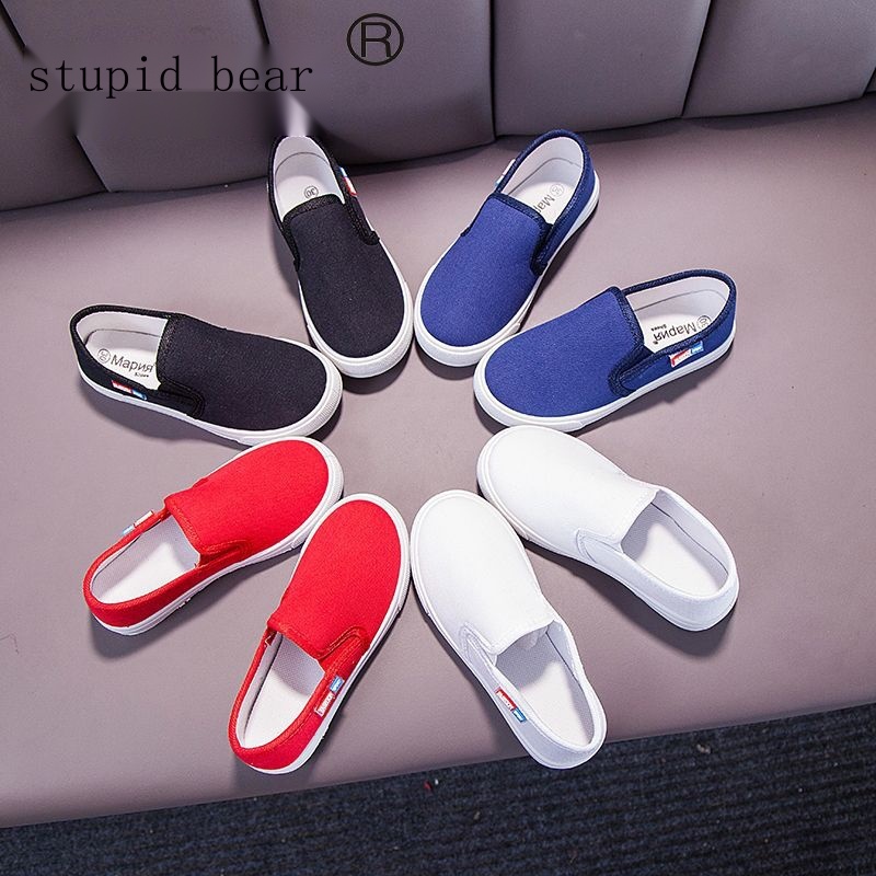 Giày Thể Thao Vải Canvas Đế Mềm Màu Trơn Thiết Kế Năng Động Hợp Thời Trang Cho Bé