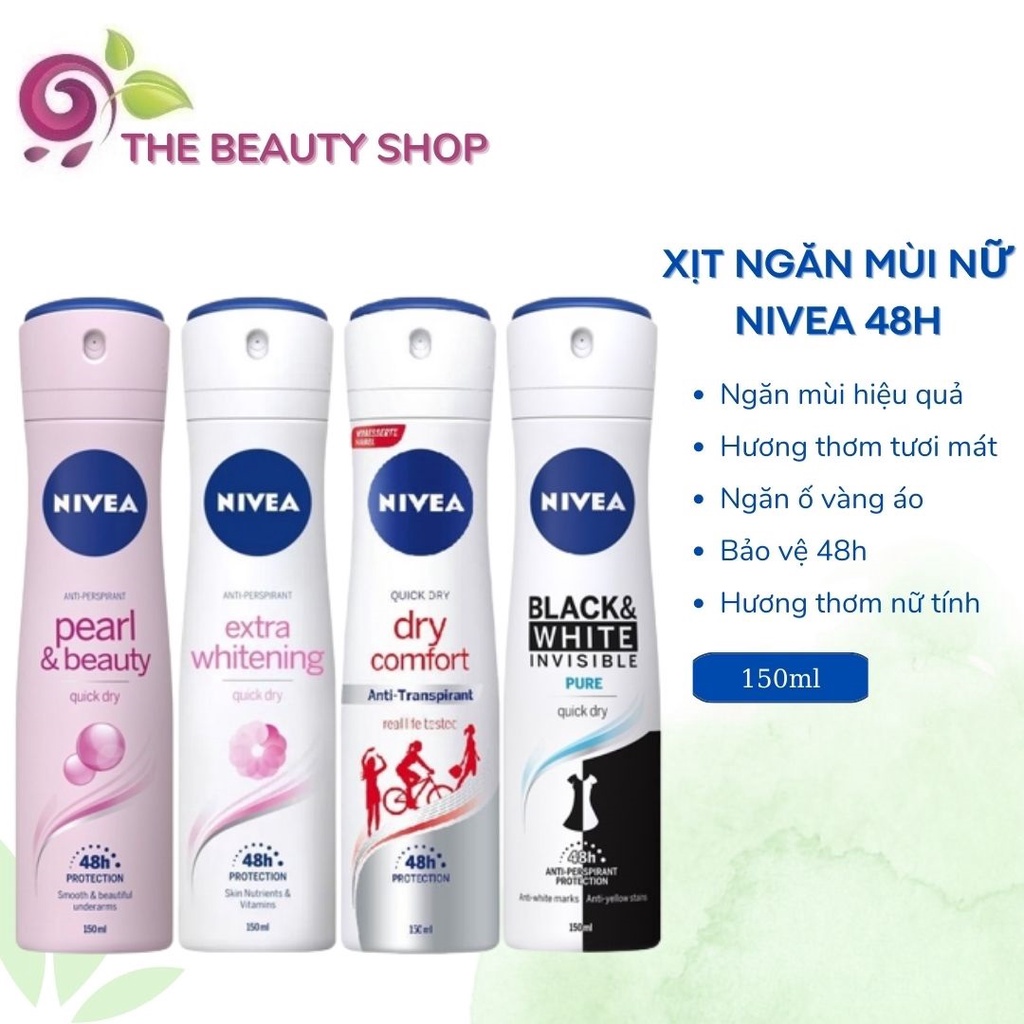 Xịt Khử Mùi Nữ Nivea 100ml - 150ml - Sáng Da, Mờ Vết Thâm