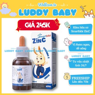 Kẽm hữu cơ cho bé Smartbibi Zinc Vitamin c Kẽm zinc Kẽm cho bé biếng ăn Siro ăn ngon cho bé Tăng đề kháng Bổ sung kẽm