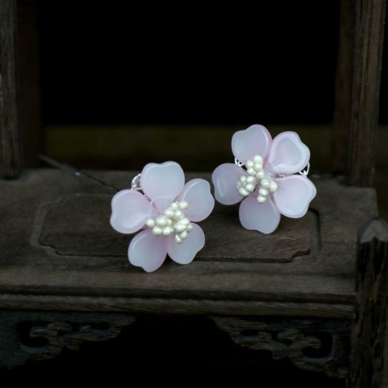 Bộ kim quan cài tóc cổ trang Hoa Anh Đào phong cách cổ phong hanfu