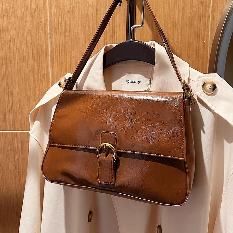 Ielgy Túi Đeo Chéo Bằng Da Mềm Sức Chứa Lớn Phong Cách vintage Cho Nữ