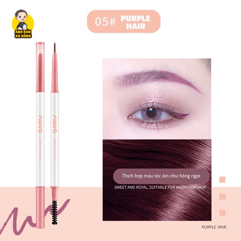 Bút Chì Kẻ Mày Hai Đầu NOVO  Long-lasting Makeup Fine-core Eyebrow Pencil 5447