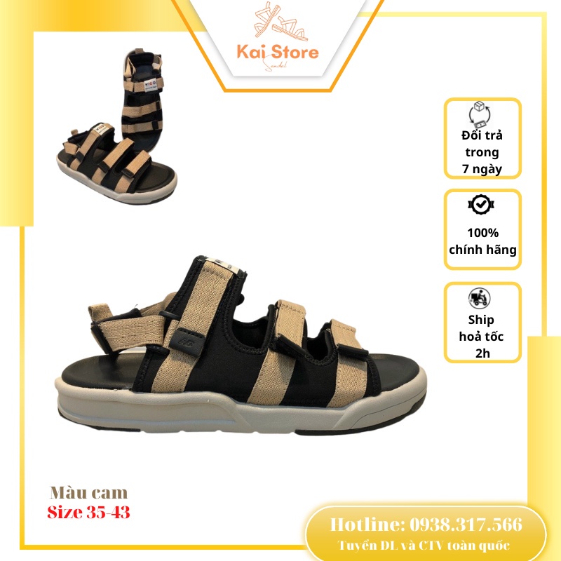 Giày Sandal 3 Quai Wigo Young Nam Nữ Học Sinh Sinh Viên Đi Học, Đi Chơi Đế Cao Su, Dép Quai Hậu Full Size màu hồng cam