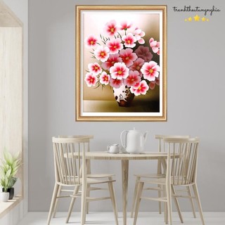 Tranh thêu chữ thập bình hoa 48cm x 60cm