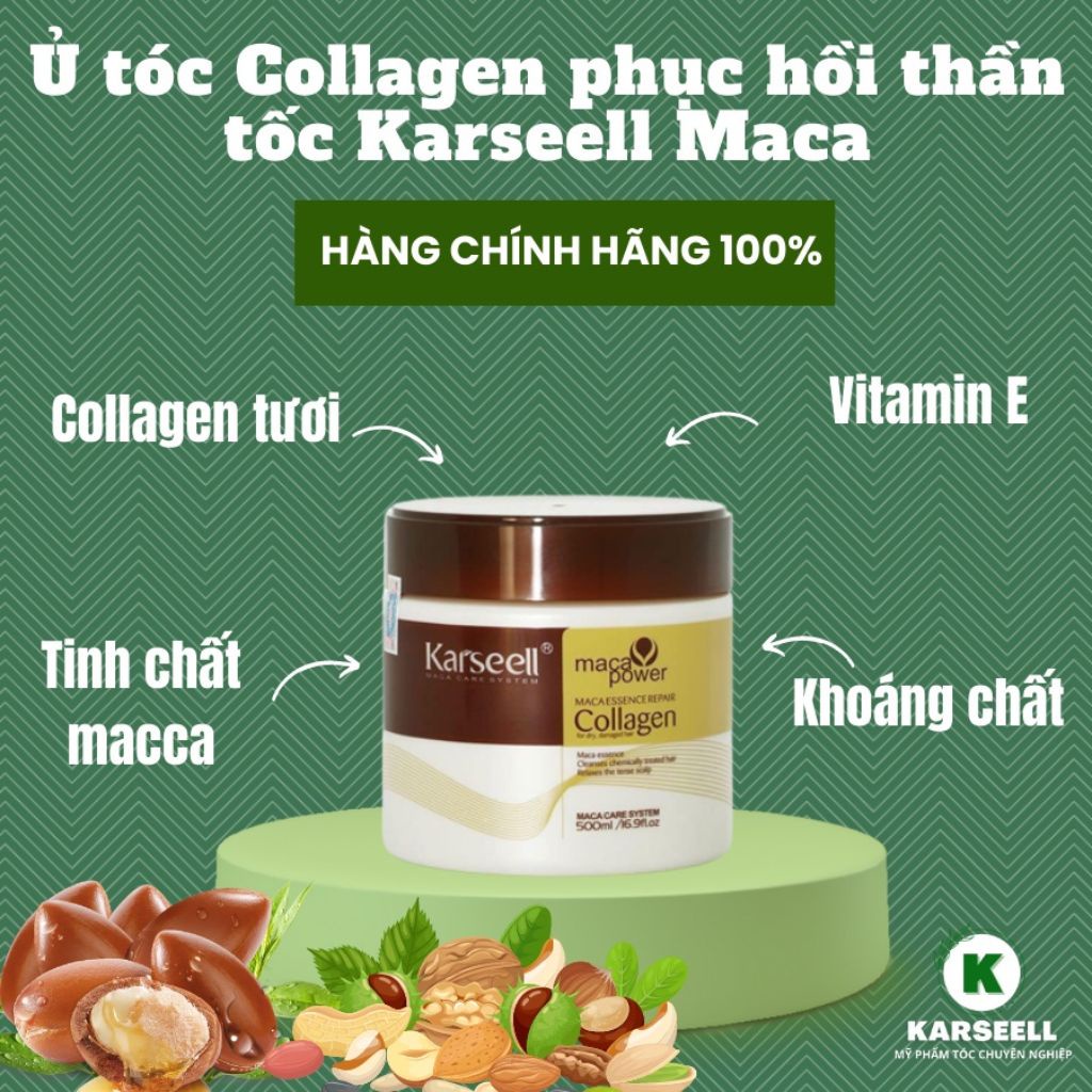 Ủ tóc collagen KARSEELL MACCA 500ml chính hãng phục hồi tóc chuẩn SALON siêu mềm mượt hương nước hoa | HAIRSHOP_1992