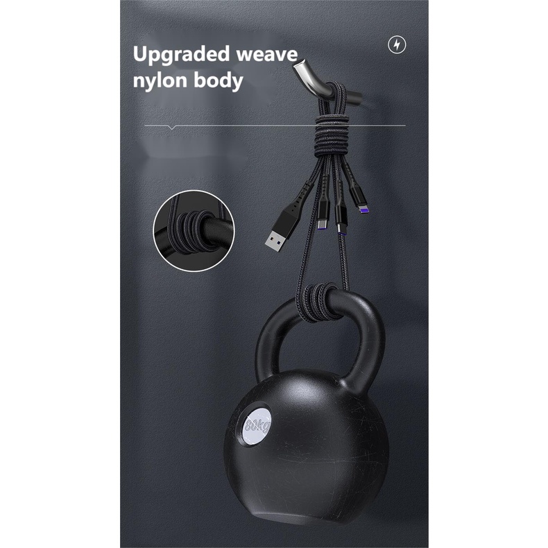 Dây Cáp Sạc Nhanh Ba Đầu Cho Huawei VIVO Xiaomi OPPO