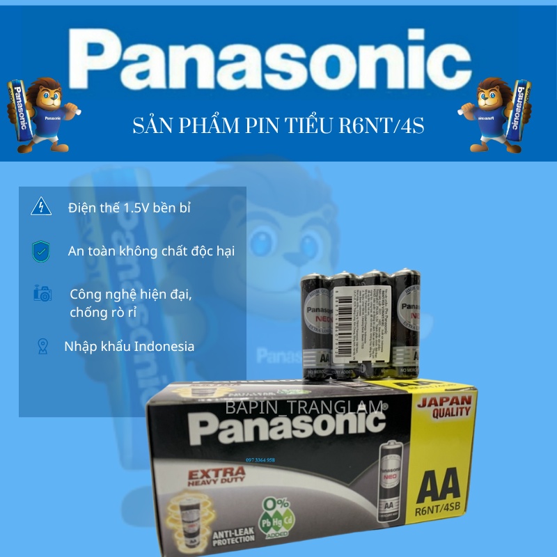 Pin AA ,Tiểu đen R6NT Chính hãng Panasonic vỉ 4 Viên