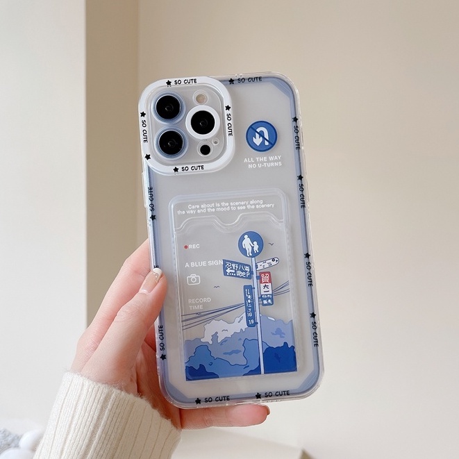 Ốp Điện Thoại TPU Mềm Trong Suốt Có Túi Khí Chống Rơi Và Ngăn Đựng Thẻ Cho iPhone 14 13 12 11 Pro Max XR XS 8 / 7 Plus