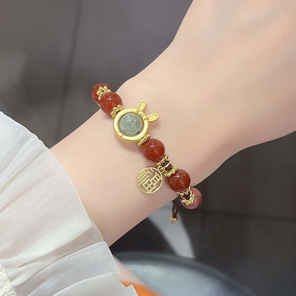Vòng Tay Chuỗi Hạt Mặt Hình Thỏ Phong Cách Trung Hoa Thanh Lịch Cho Năm Mới