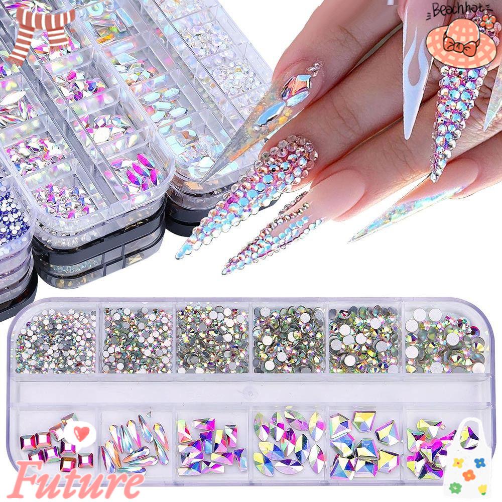 Hộp 12 Kích Cỡ Đính Đá Trang Trí Móng Tay Sang Trọng