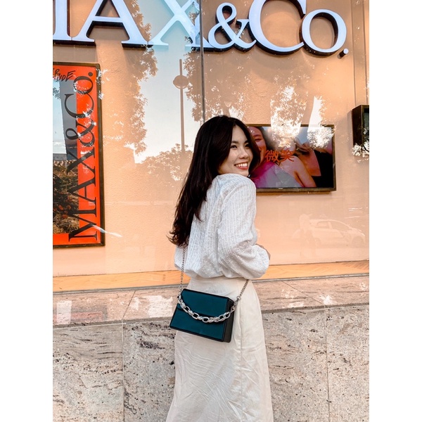 Túi xách nữ LEMONTHREE dáng vuông dây xích và dây đeo chéo phong cách trẻ trung phù hợp đi học đi làm đi chơi